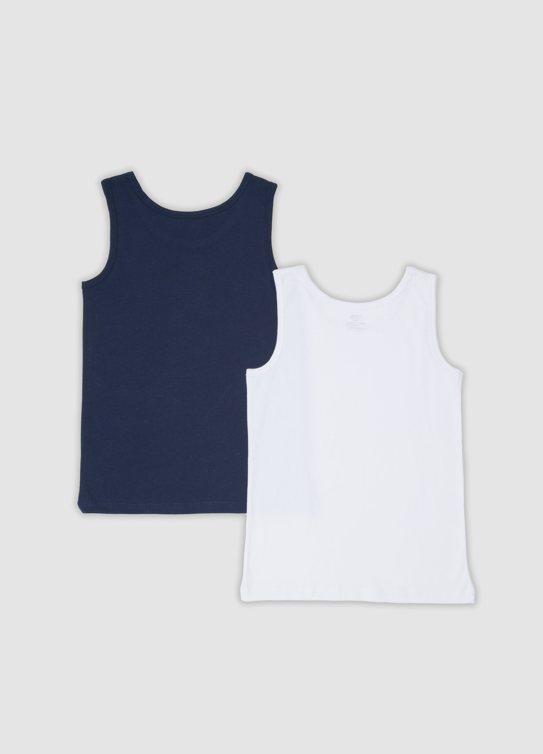 2er-Pack Jungen-Unterhemden in Blau und Weiss aus reiner Bio-Baumwolle
