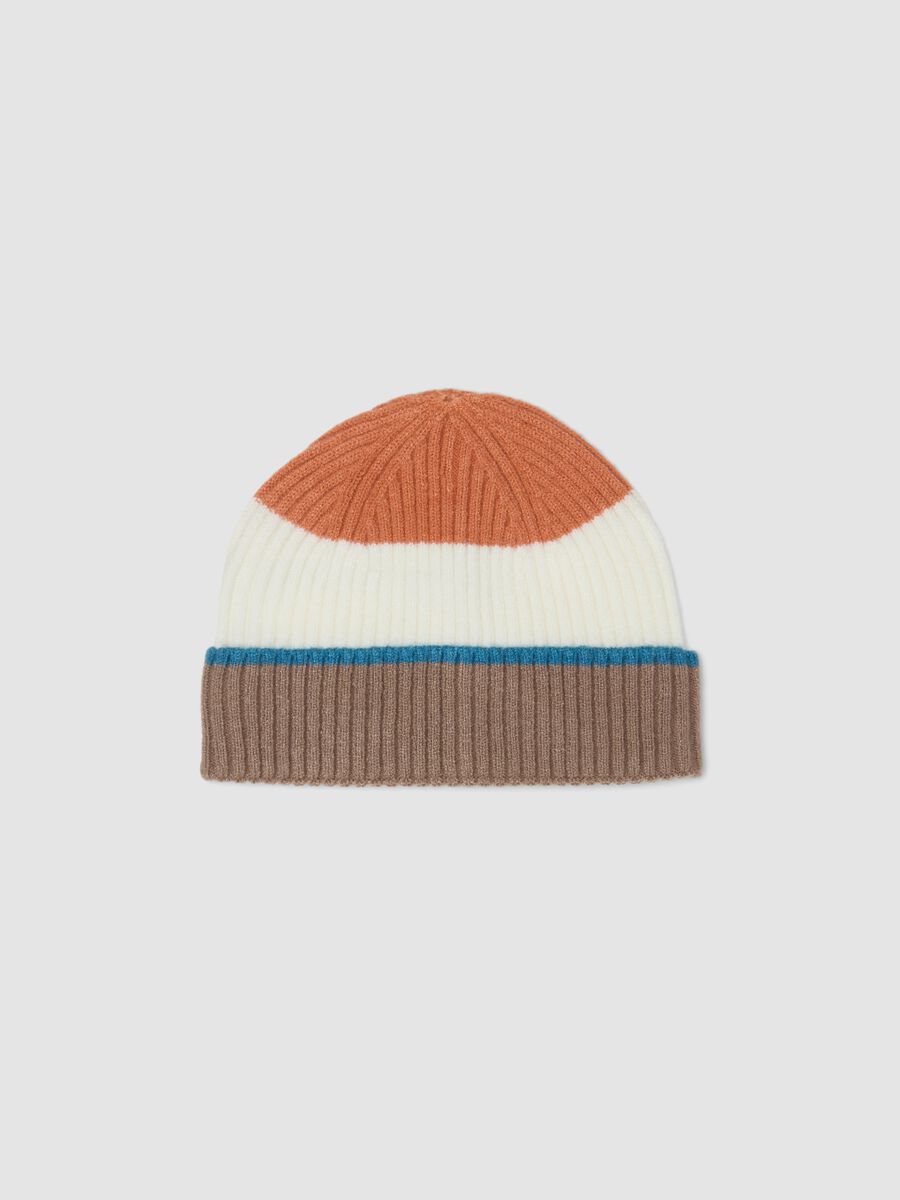 Multicolour ribbed jersey knit hat_0