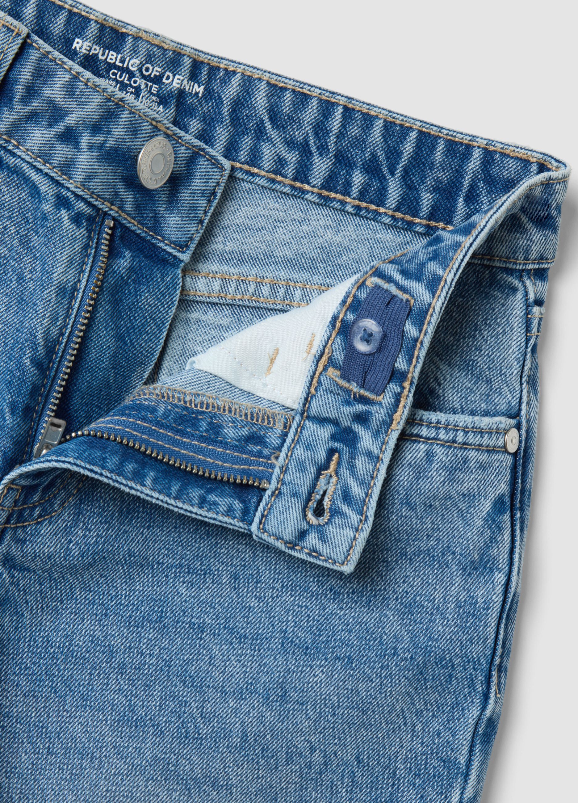 Pure cotton denim culotte jeans for girls