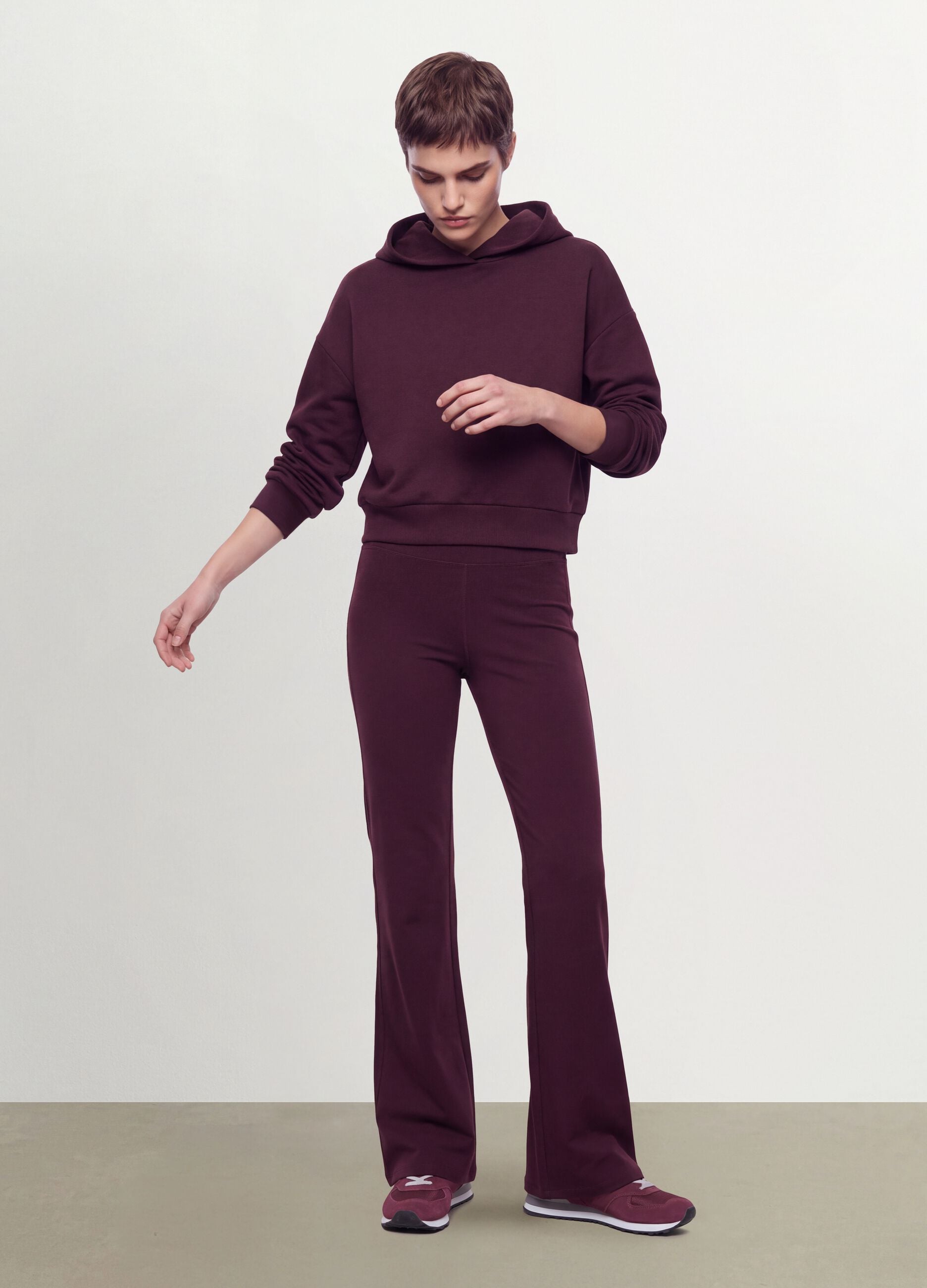 Leggings viola flare fit in viscosa jersey elasticizzata