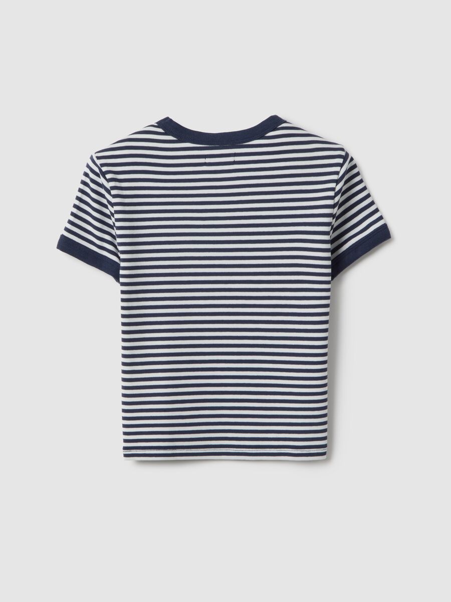 Blue striped stretch T-shirt for girls_4