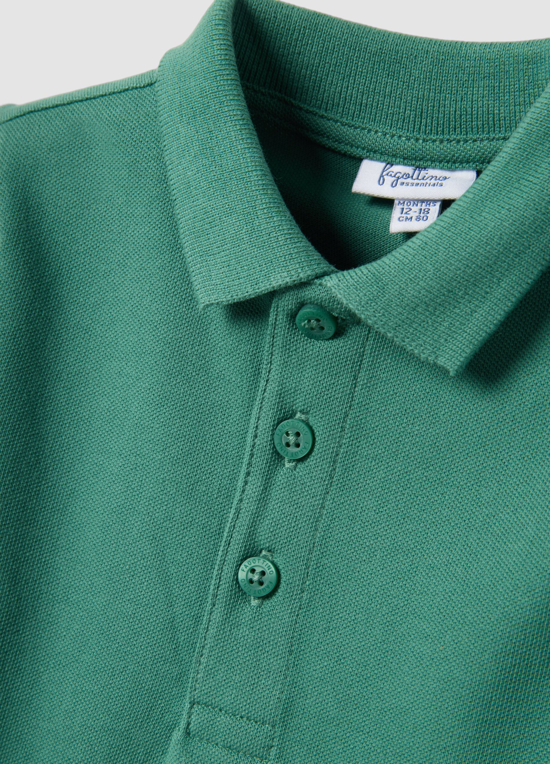 Boys&rsquo; green organic cotton polo shirt, regular fit