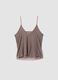 Beige fitted tank top with thin straps in stretch fabric_6