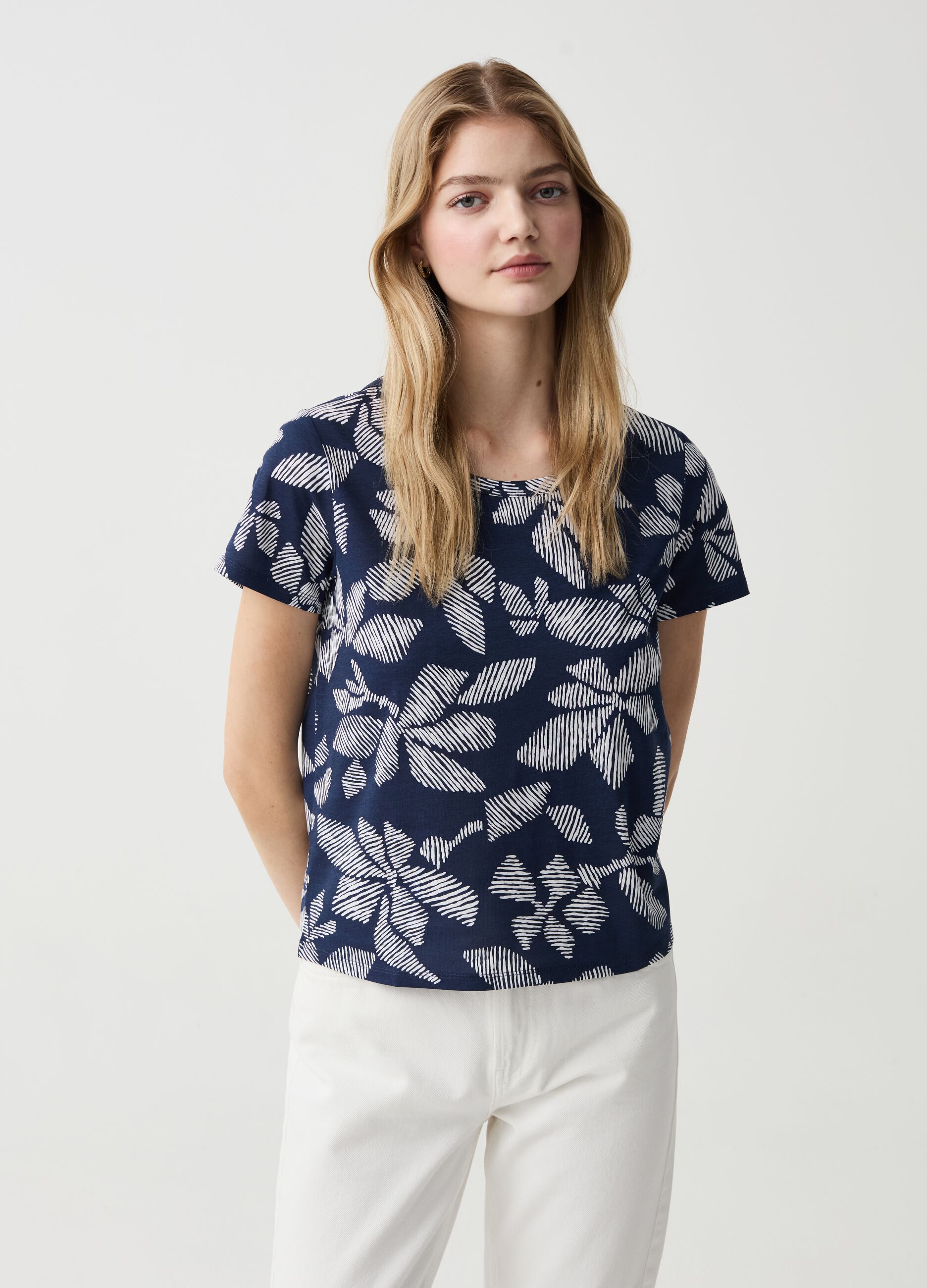 Cotton T-shirt with all-over print
