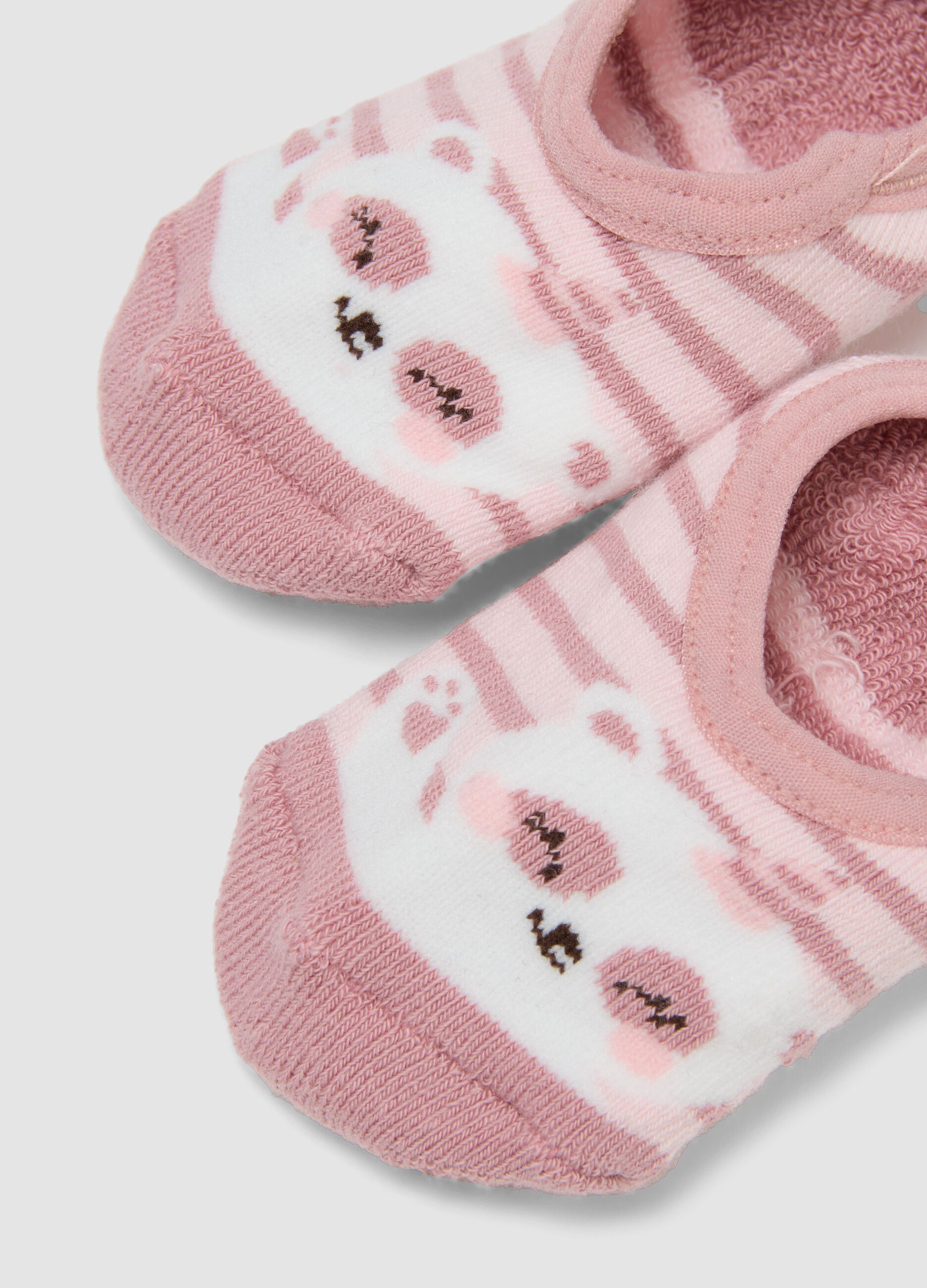 Rosa Anti-Rutsch-Socken aus elastischer Bio-Baumwolle mit Teddyb&auml;r-Motiv