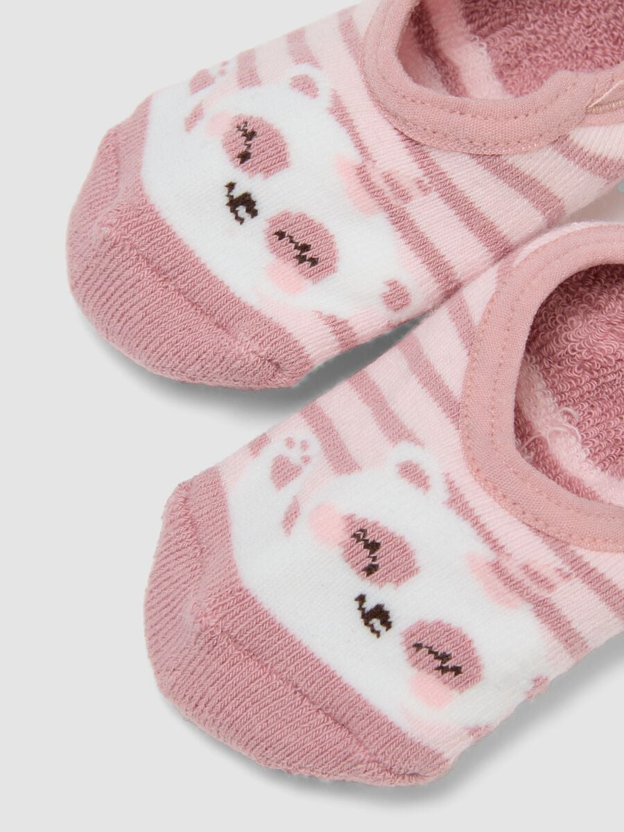 Rosa Anti-Rutsch-Socken aus elastischer Bio-Baumwolle mit Teddyb&auml;r-Motiv_2