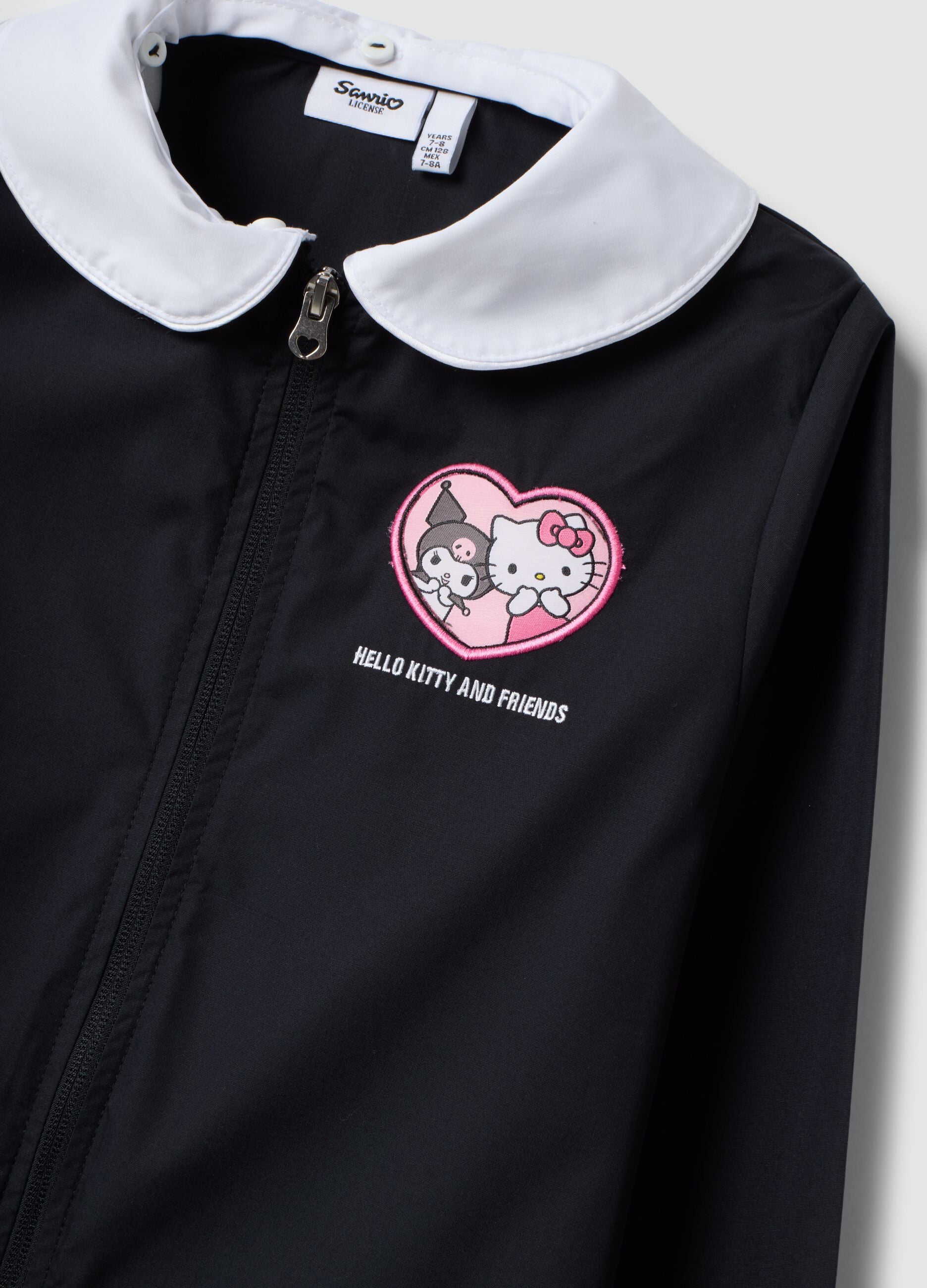 Black girls&rsquo; school pinafore with Hello Kitty embroidery