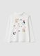 White pure cotton T-shirt with cute animal print_0