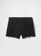 Black Denim Shorts with Frayed Hem_4