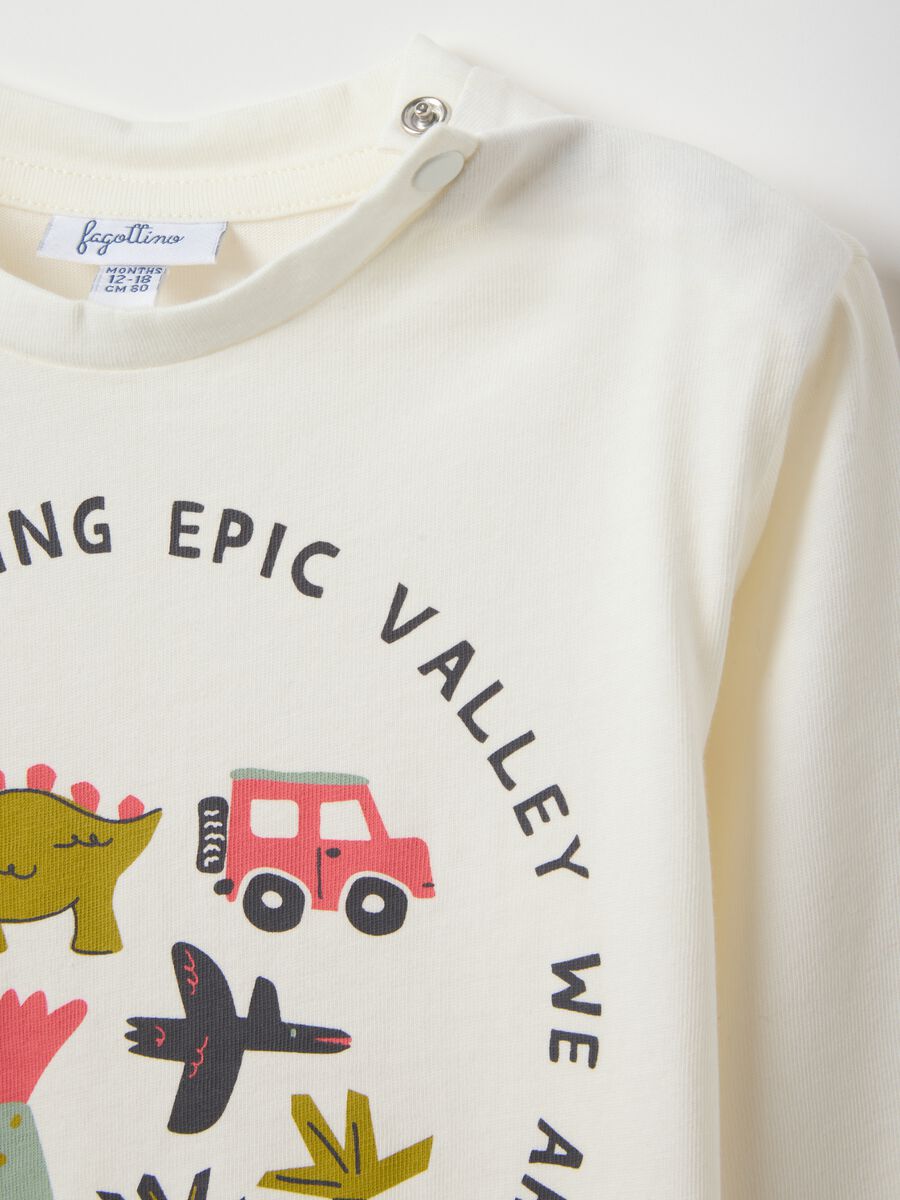 White pure cotton T-shirt regular fit with prints for boy_2