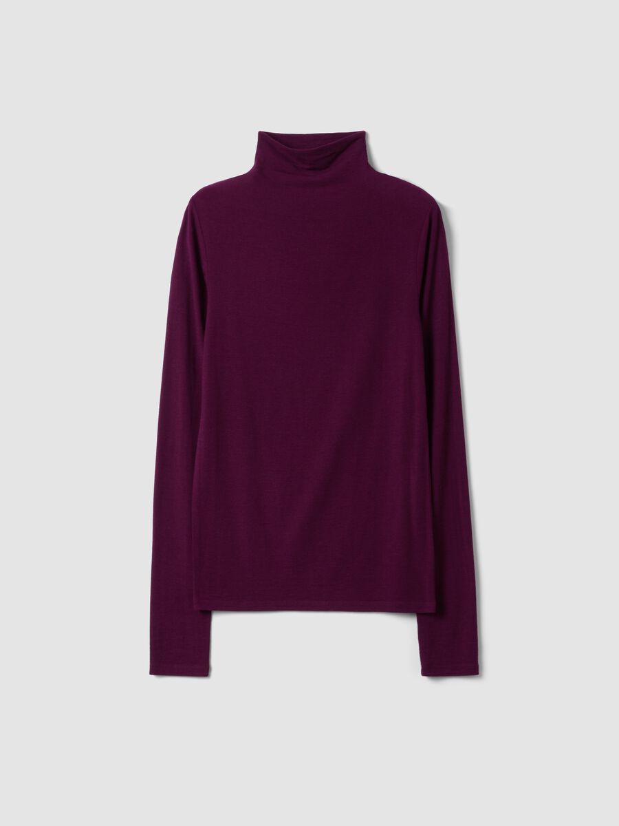 Purple modal and stretch cashmere T-shirt, regular fit_4