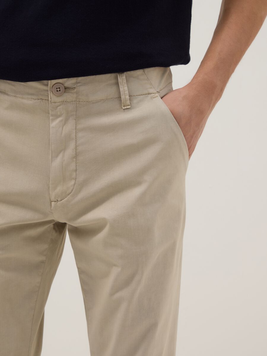 Beige Slim Fit Stretch Cotton Chino Trousers_3