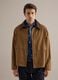 Brown pure cotton regular fit jacket with contrast collar_3