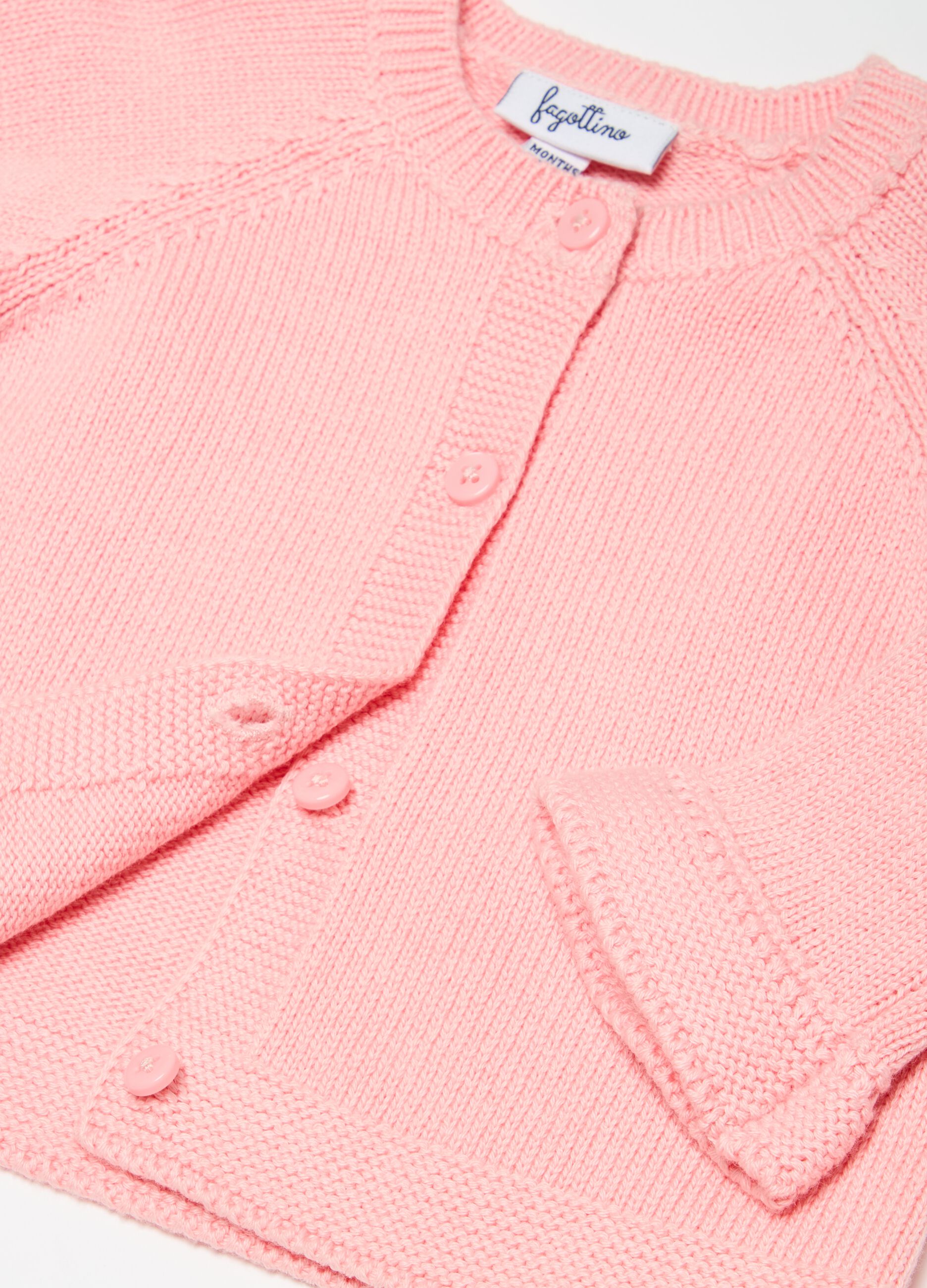 Cardigan in cotone bio con profili tricot