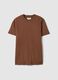 Brown crew neck pure cotton regular fit t-shirt_4