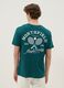 Green pure cotton T-shirt with slogan and back print, regular fit_2