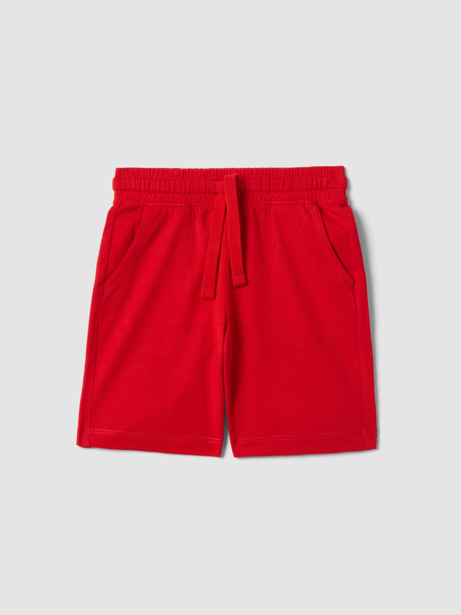 Boys&rsquo; red pure cotton shorts, regular fit_0