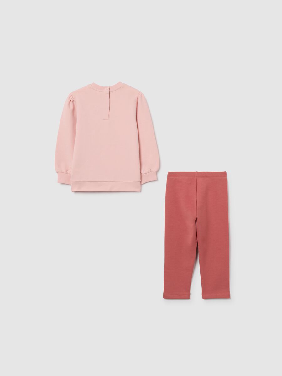 Girl's pink cotton sweatshirt and leggings set regular fit_1