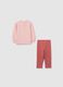 Girl's pink cotton sweatshirt and leggings set regular fit_1