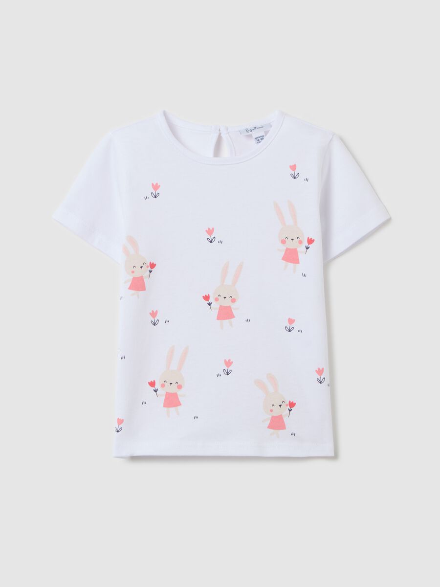 Cotton T-shirt with rabbits print_0