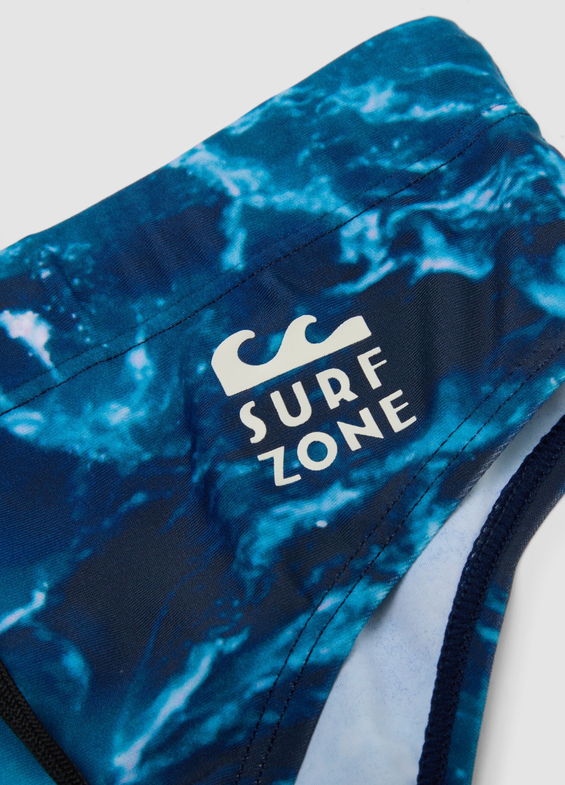 Blue Stretch Fabric Swim Briefs