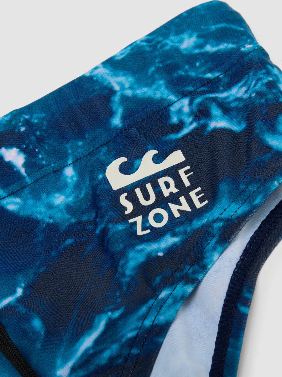 Blue Stretch Fabric Swim Briefs_3