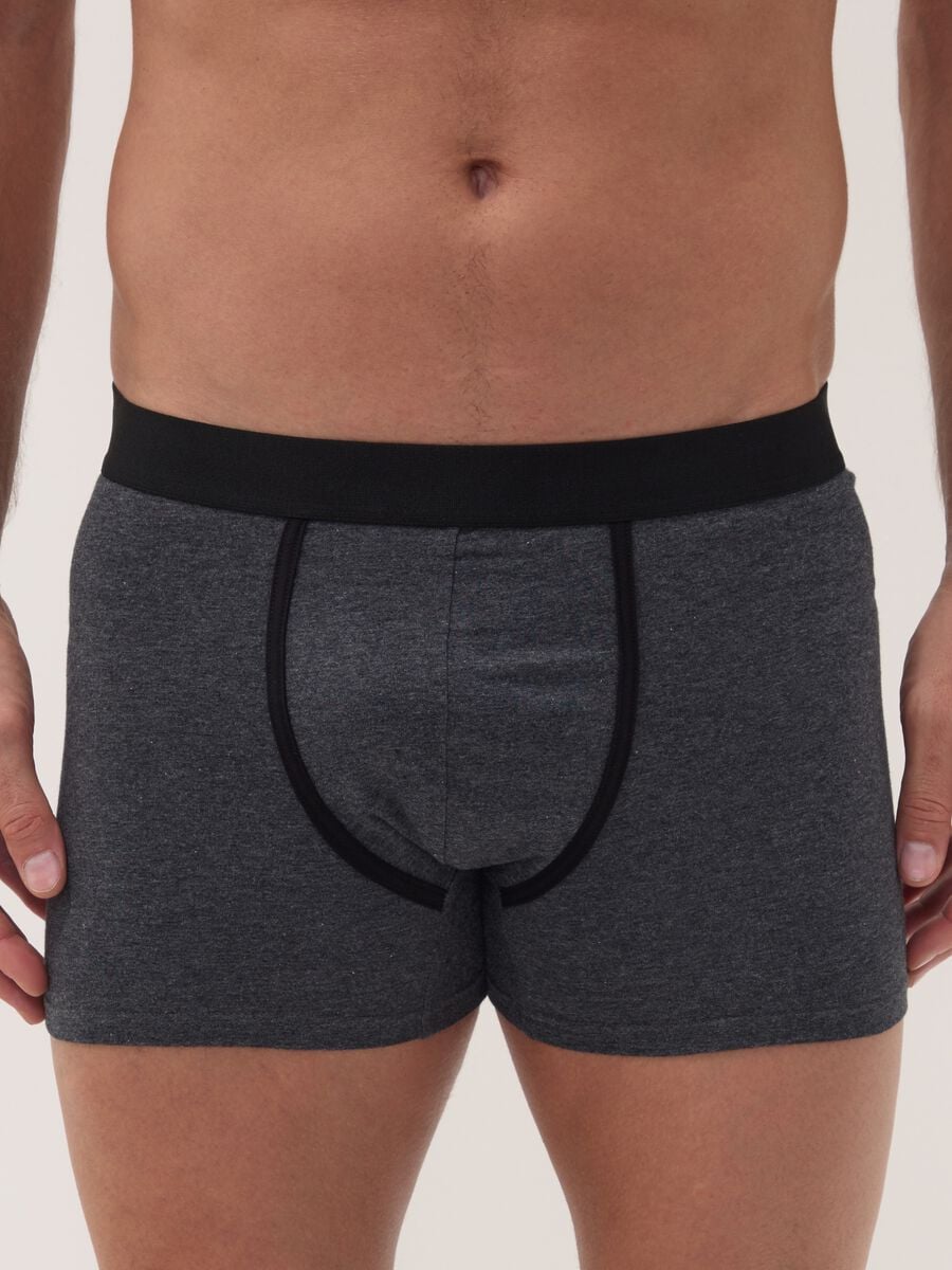 Pack of 3 grey midi boxer briefs in stretch organic cotton_1