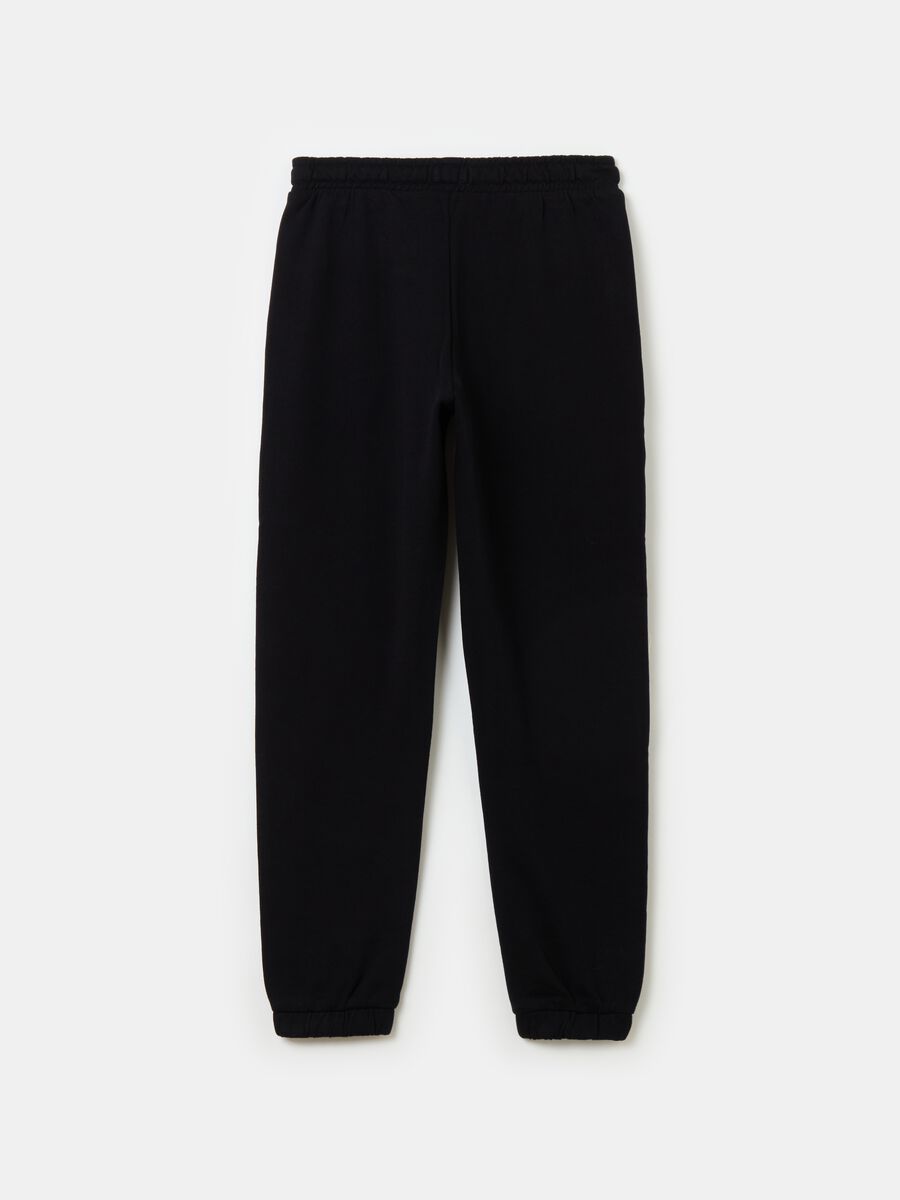 Fleece joggers with drawstring and print_1