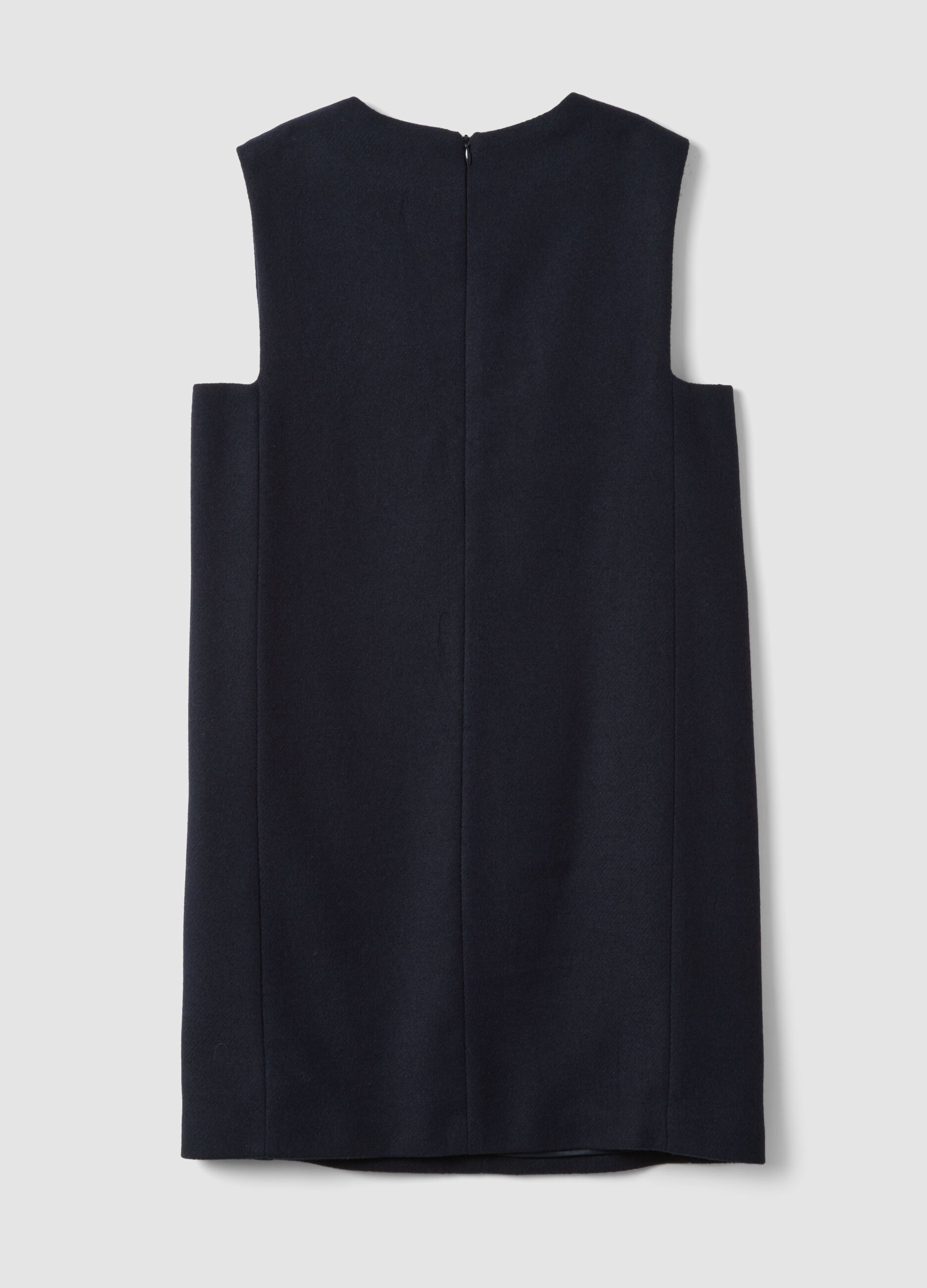 Blue sleeveless wool-blend dress, regular fit