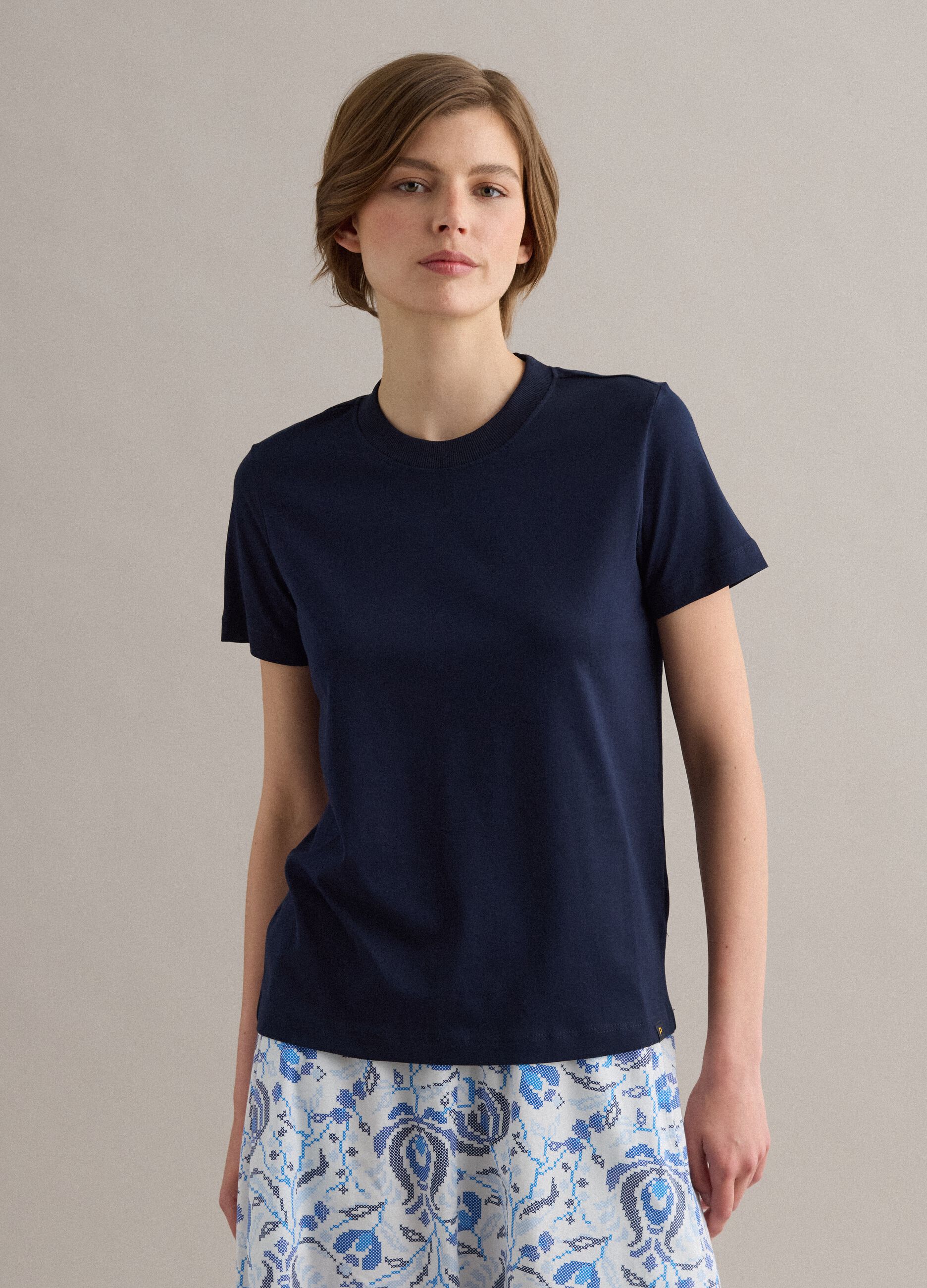 Camiseta azul de algod&oacute;n Supima de manga corta, corte regular
