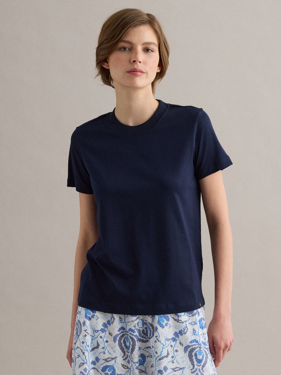 Blue Supima cotton short-sleeve regular-fit T-shirt_1