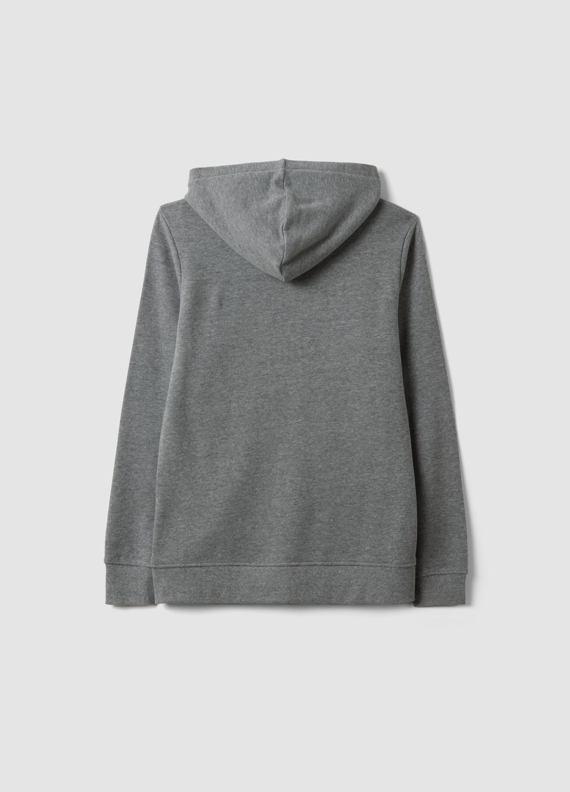 Grey hoodie in pure organic cotton, regular fit