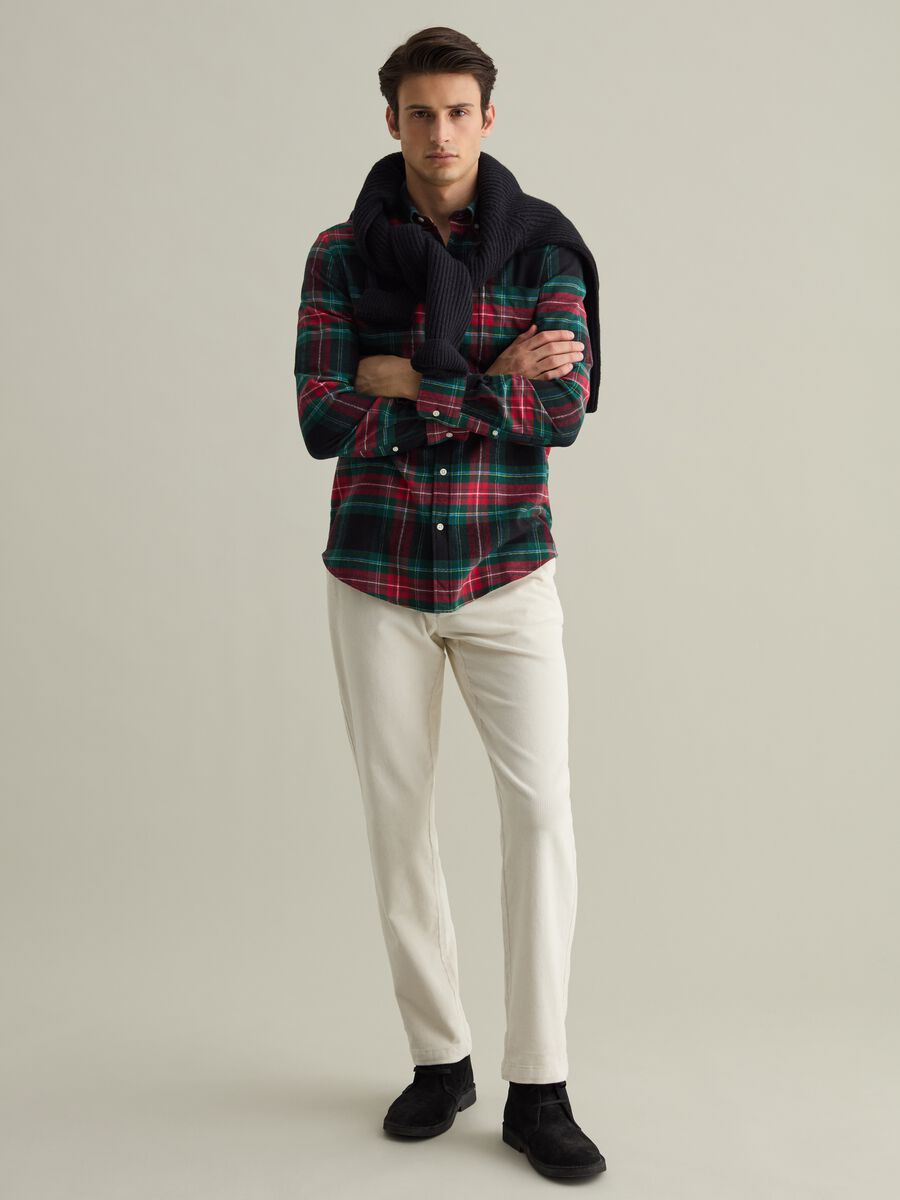 Chequered flannel button-down shirt_1