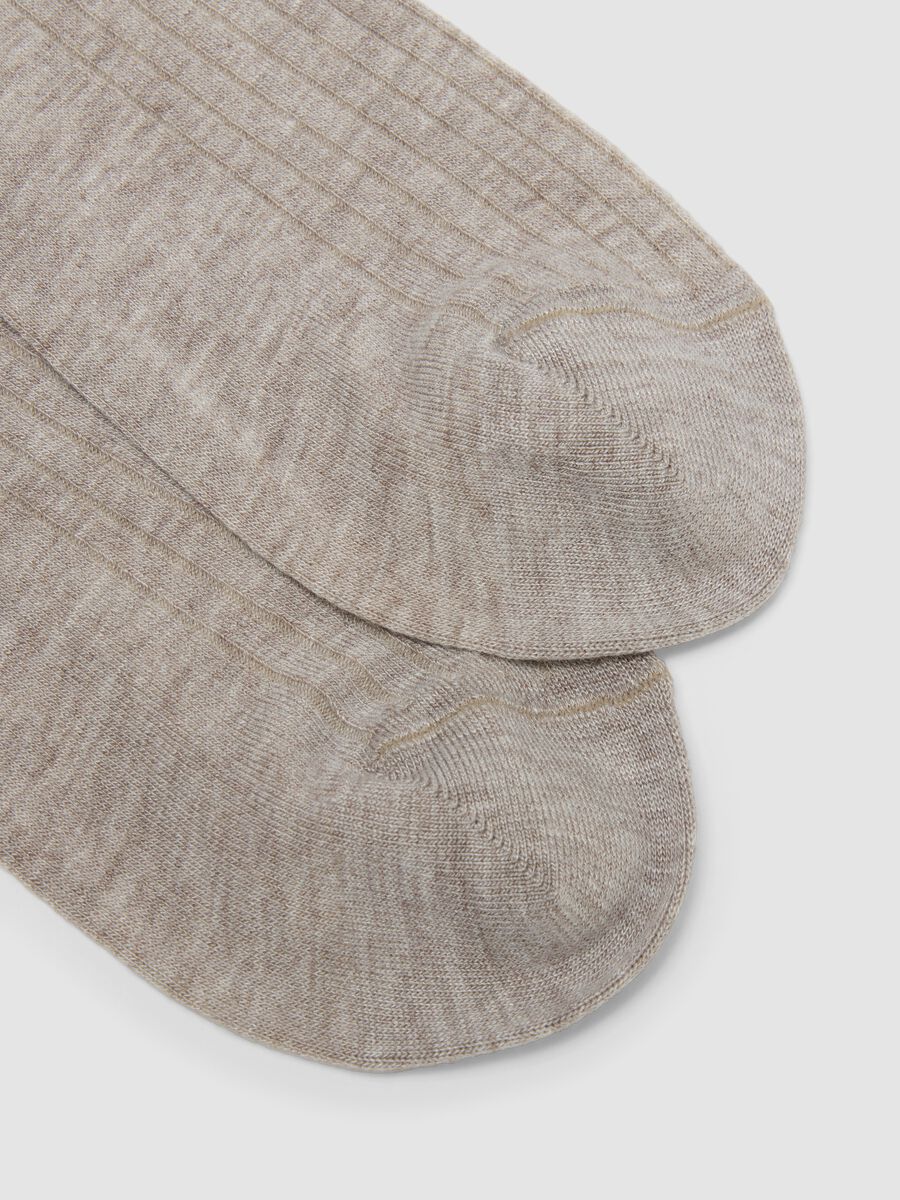 Beige long stretch viscose blend socks_2