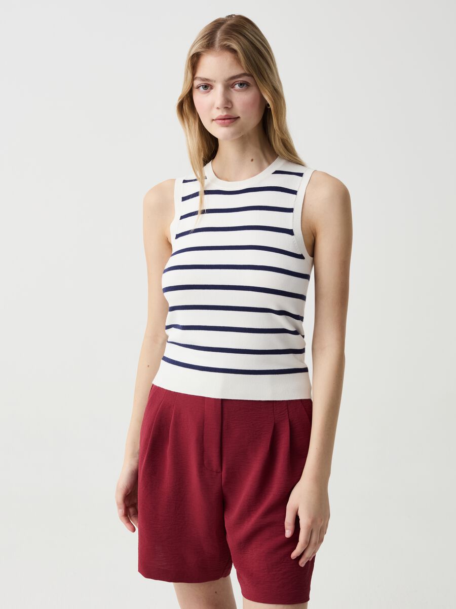 Striped tank top with round neck_0