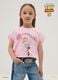 Pink pure cotton T-shirt with fringed sleeves and Toy Story print_0