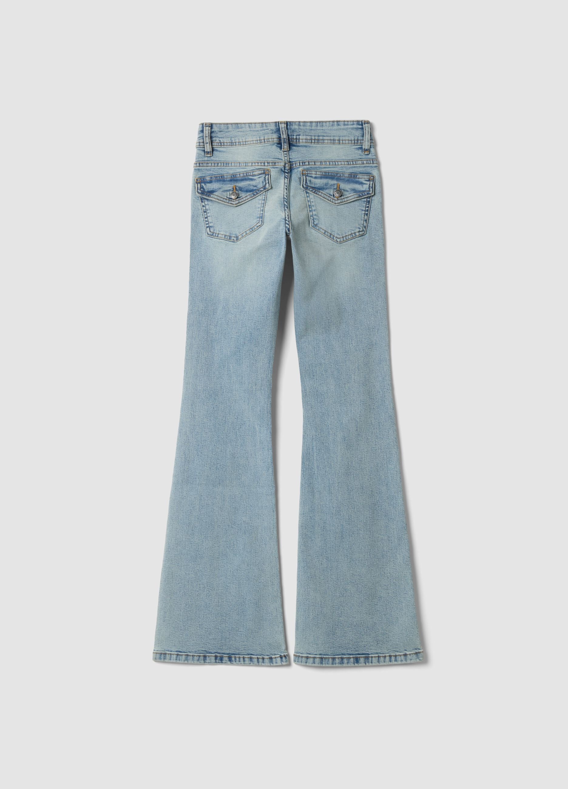 Jeans blu chiaro flare in cotone elasticizzato