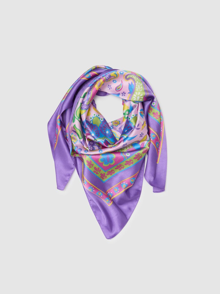 Foulard multicolor con motivi floreali_0
