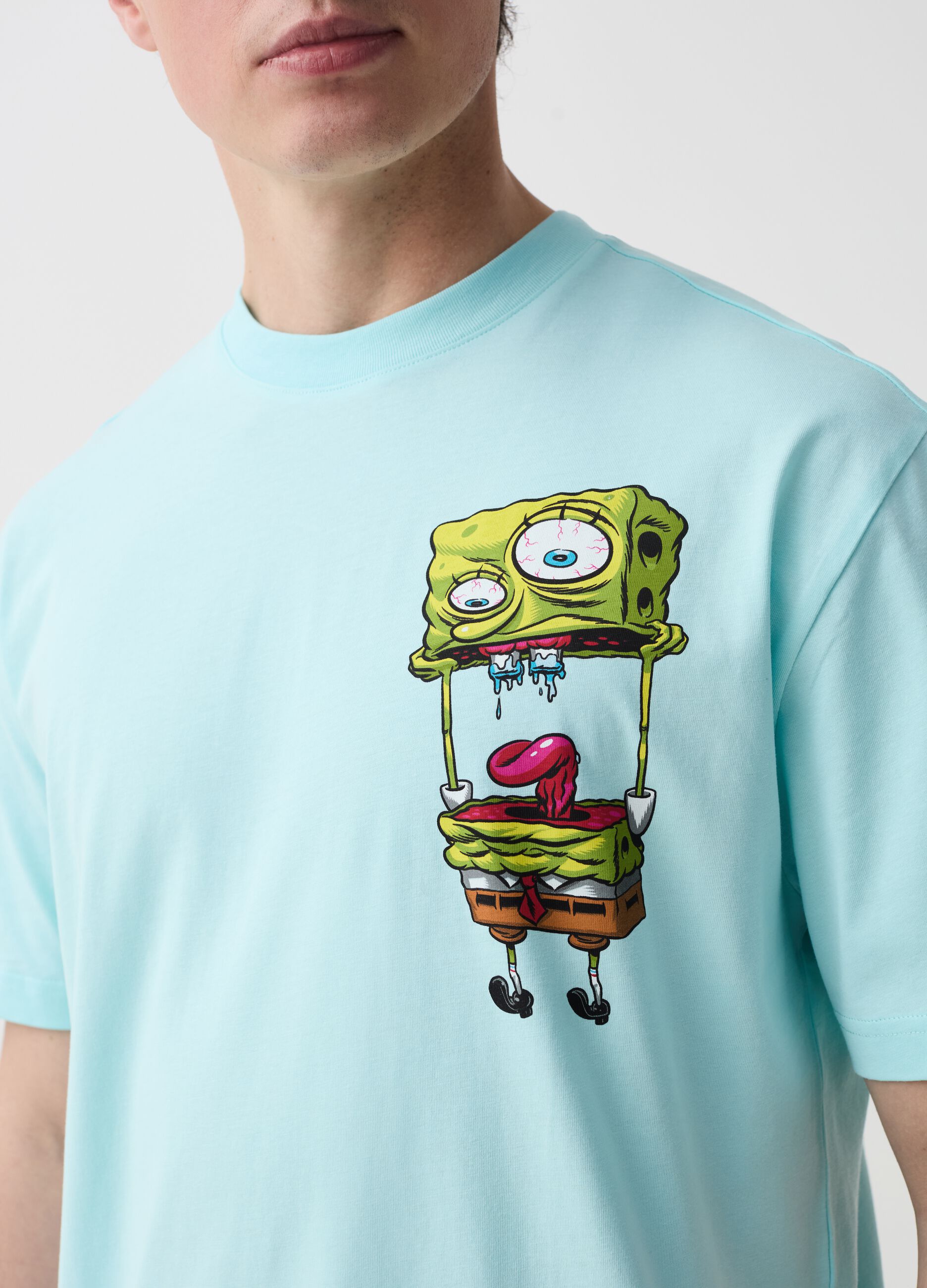 Cotton T-shirt with Spongebob print