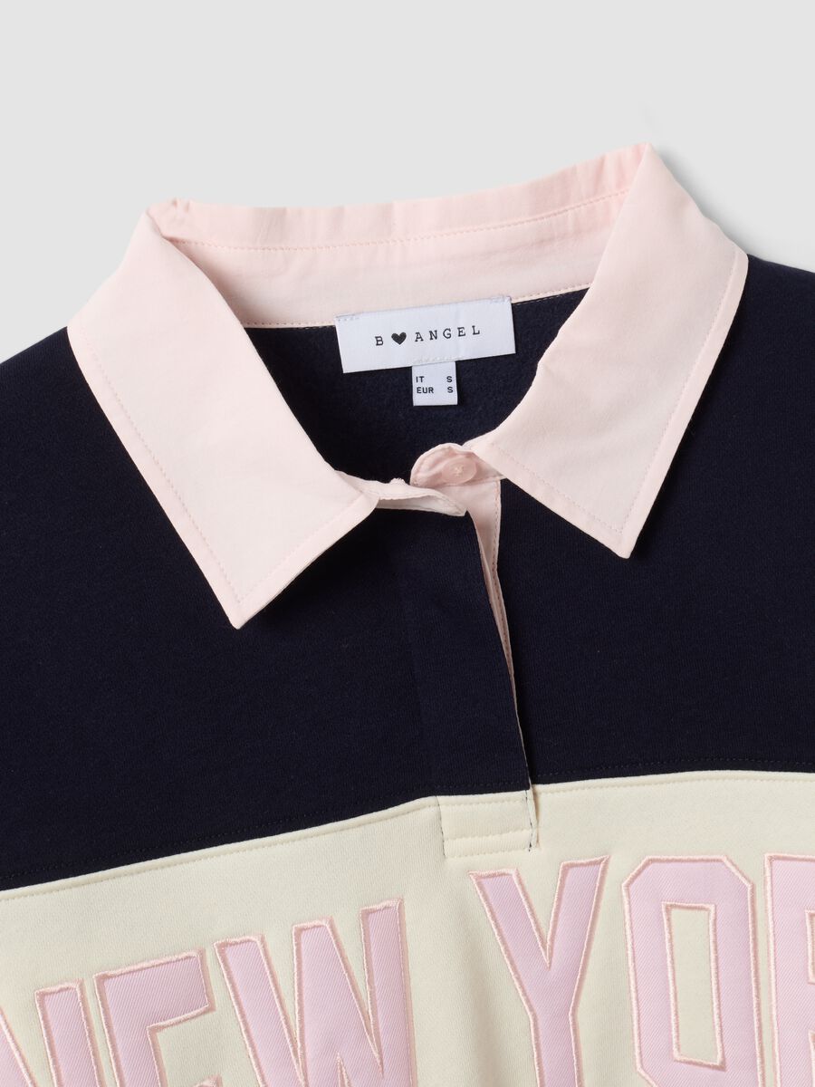 Blue striped cotton-blend sweatshirt with collar, relaxed fit_1