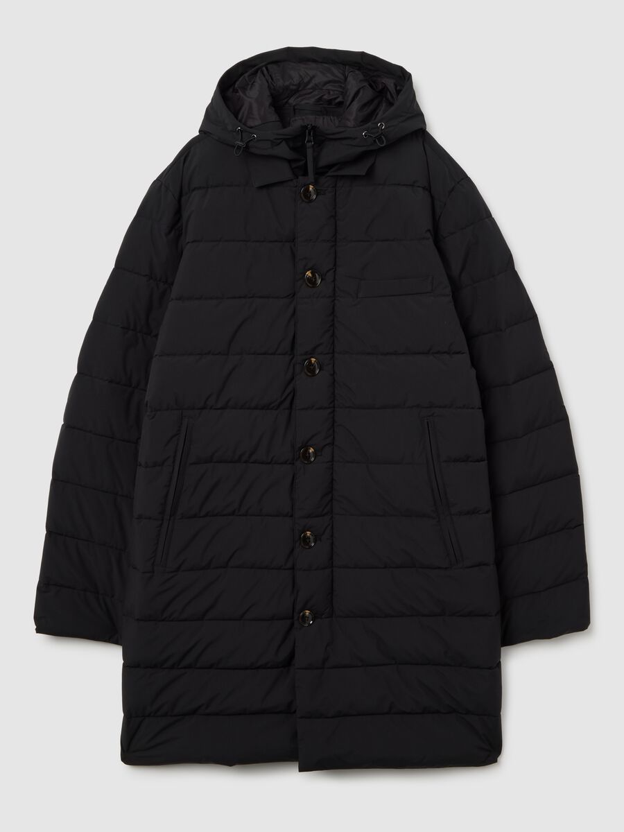 Black regular fit parka jacket with zip_4