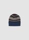 Navy blue jacquard knit beanie with turn-up_0