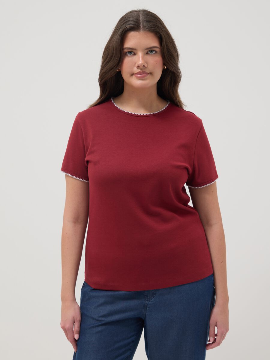 Rotes Kurzarm-T-Shirt aus reiner Baumwolle, Regular Fit_1