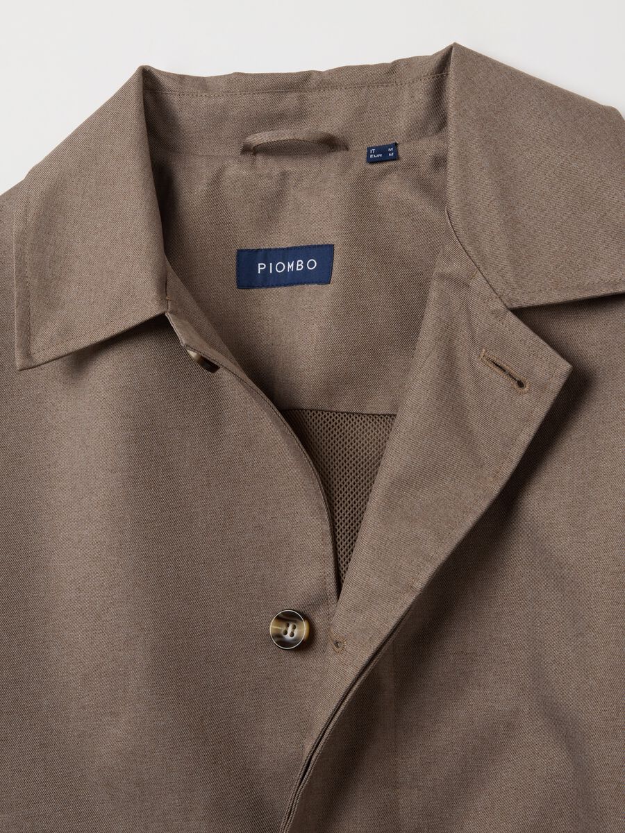Brown trench coat with side pockets and zip_6