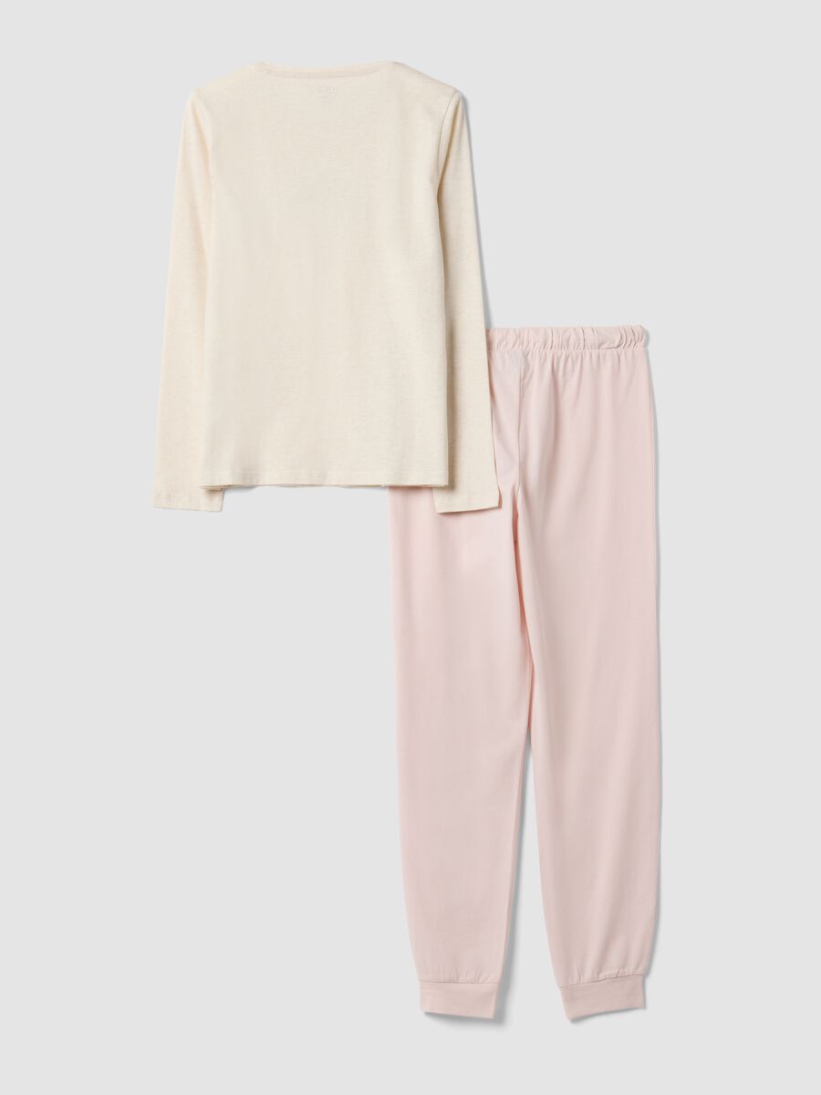 Beige organic cotton pyjamas with raised croissant embroidery_6