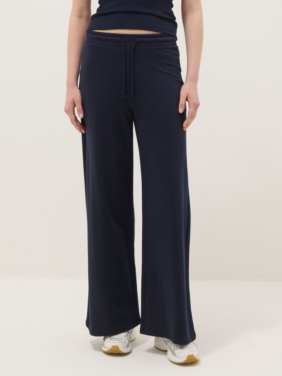 Cal&ccedil;as Jogger Largas em Algod&atilde;o Azul_1