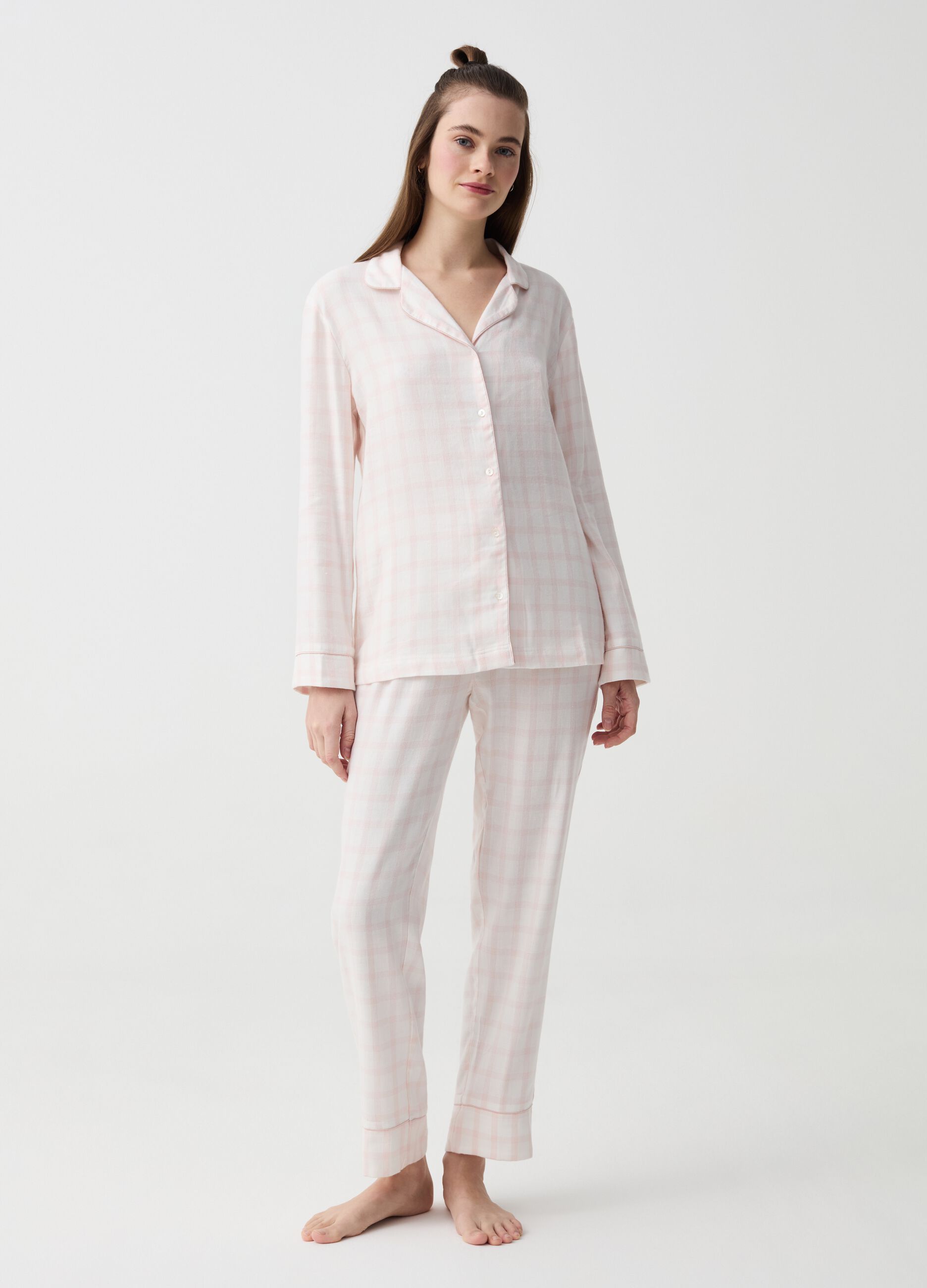 Pijama de franela con estampado cuadros