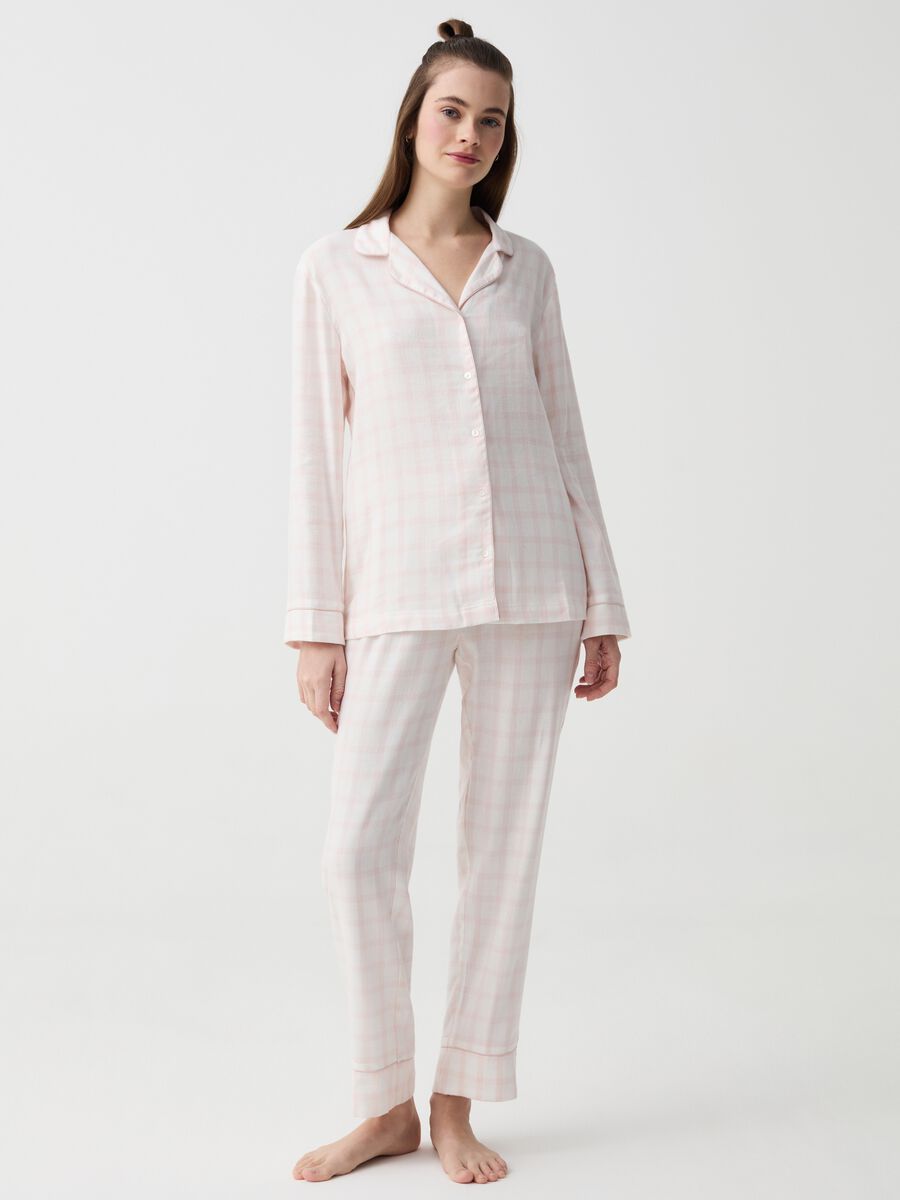 Pijama de franela con estampado cuadros_0