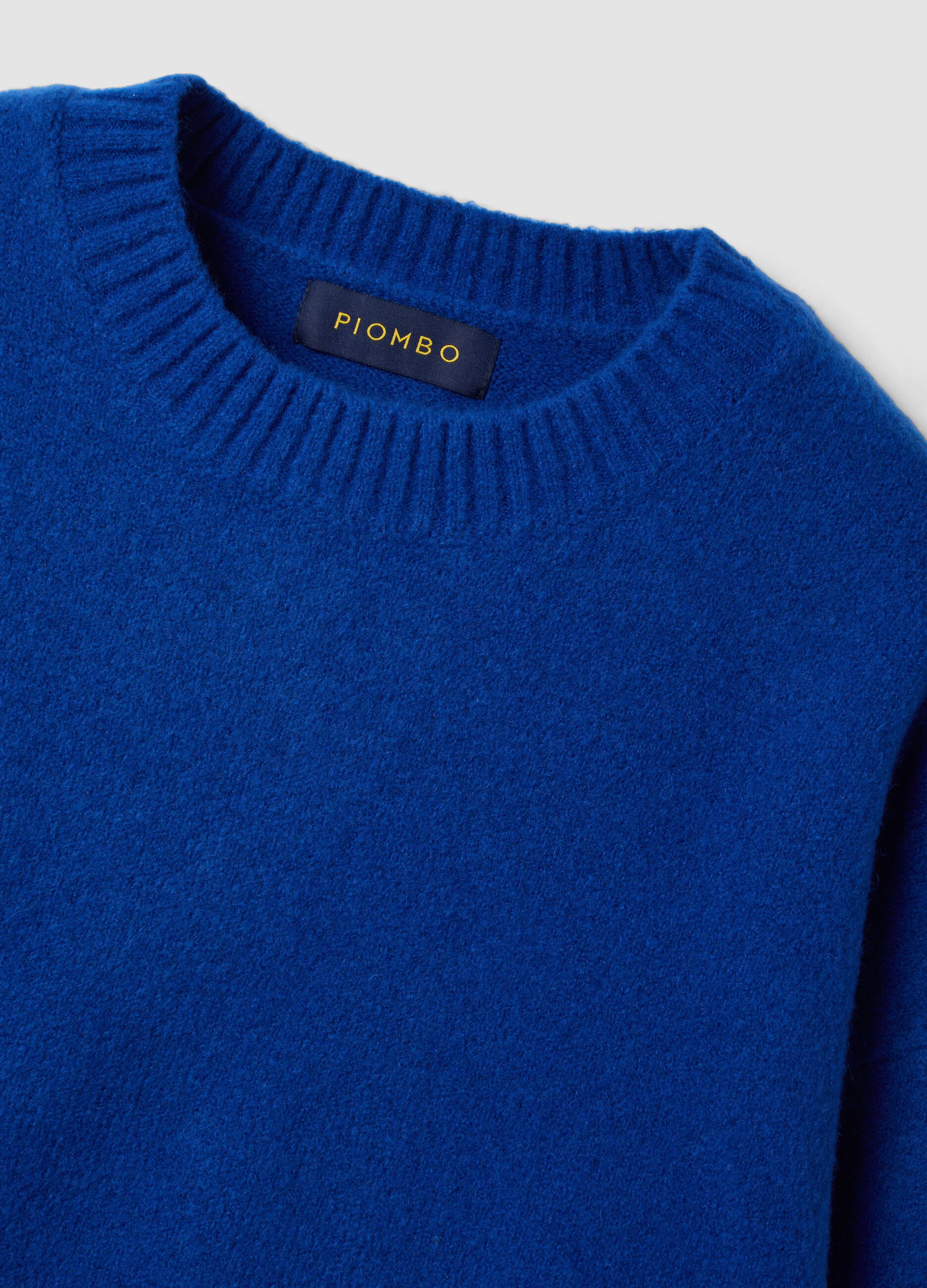 Maglia blu royal girocollo in lana elasticizzata