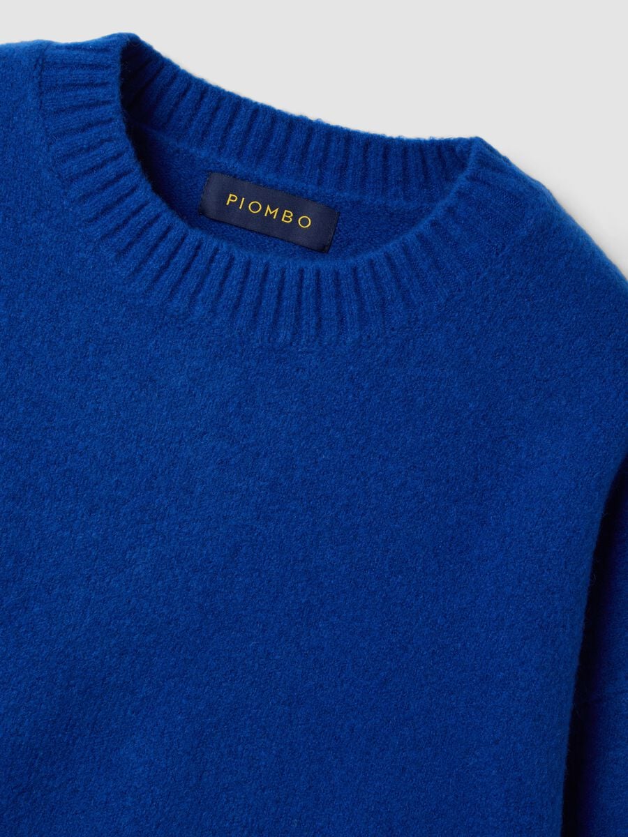 Maglia blu royal girocollo in lana elasticizzata_2